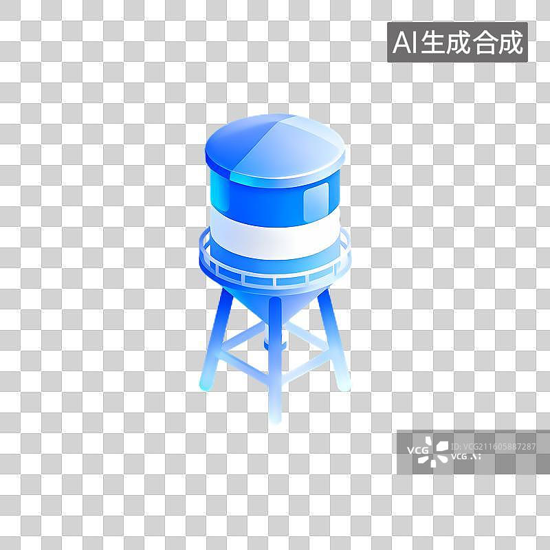 【AI数字艺术】蓝色工业水塔设施图片素材