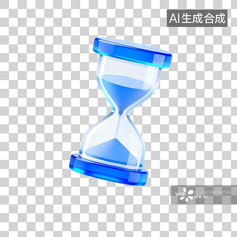 【AI数字艺术】蓝色沙漏展示时间流逝图片素材