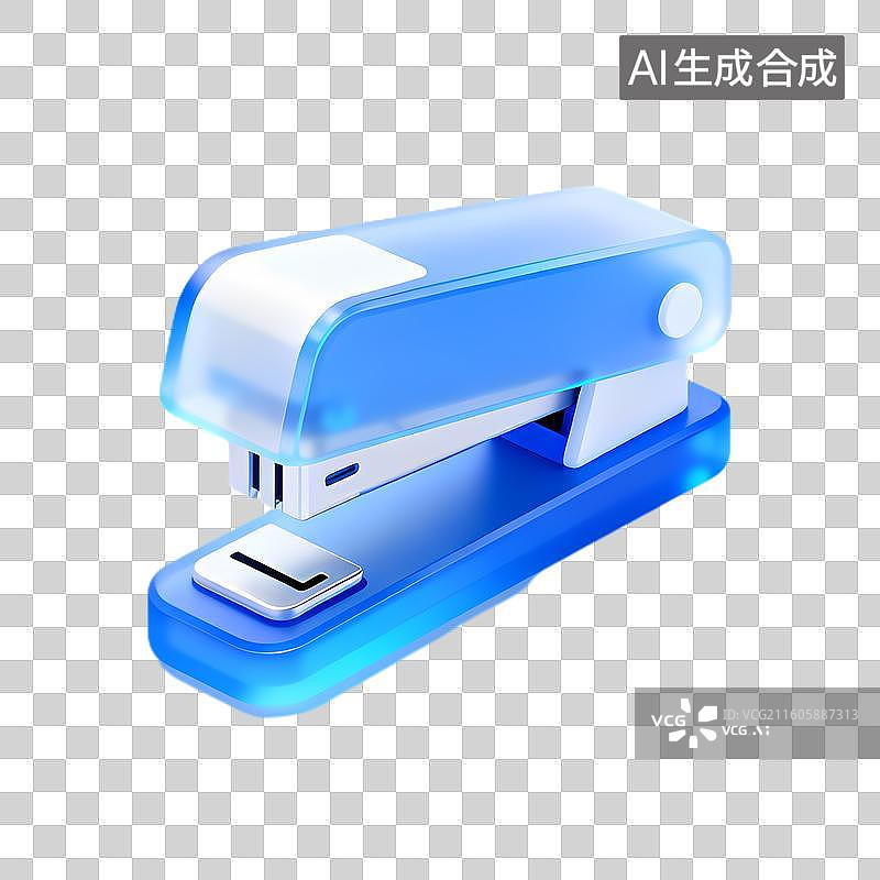 【AI数字艺术】蓝色透明办公订书机图片素材