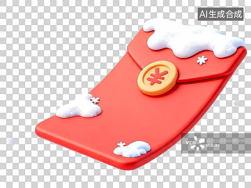 【AI数字艺术】飘下的积雪 的红包3D卡通C4D渲染插画元素图片素材