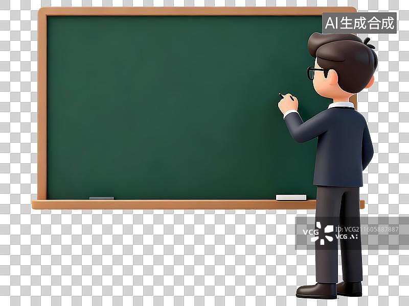 【AI数字艺术】教师在写板书3D卡通C4D渲染插画元素图片素材