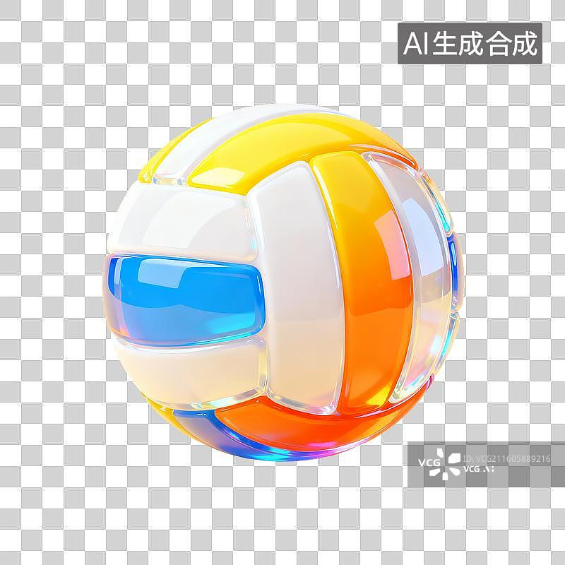 【AI数字艺术】彩色透明排球图片素材