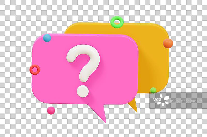 问号对话框问答商务3D卡通插画元素图片素材