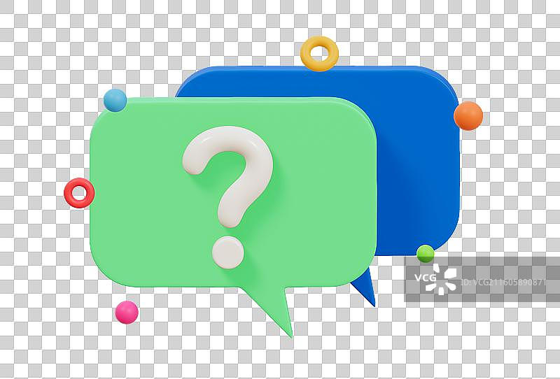 问号对话框问答商务3D卡通插画元素图片素材