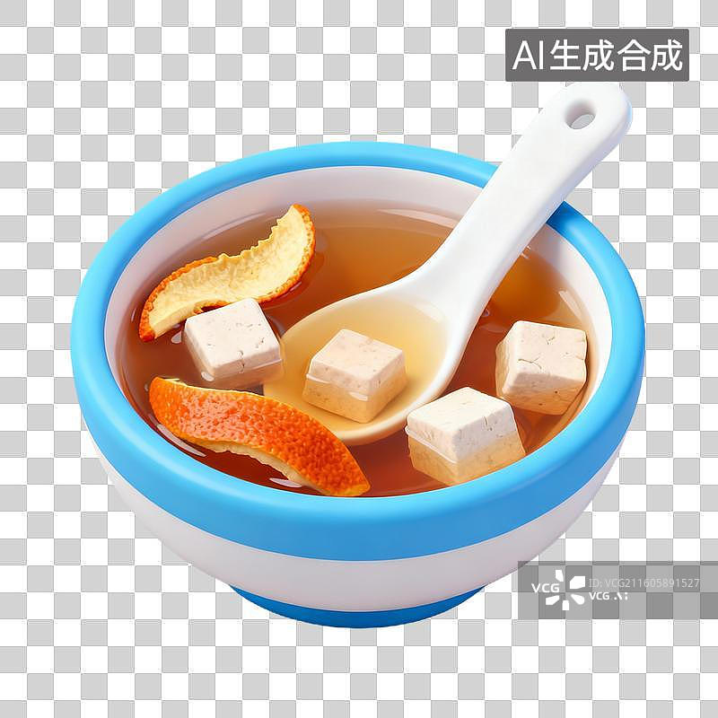 【AI数字艺术】3D拟物风格二十四节气秋天处暑元素消暑陈皮茯苓茶图片素材