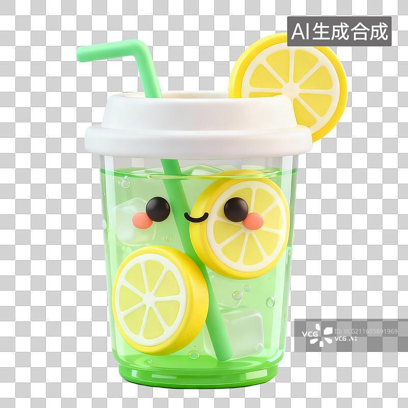 【AI数字艺术】3D拟物风格二十四节气秋天处暑元素暑气消退柠檬水图片素材