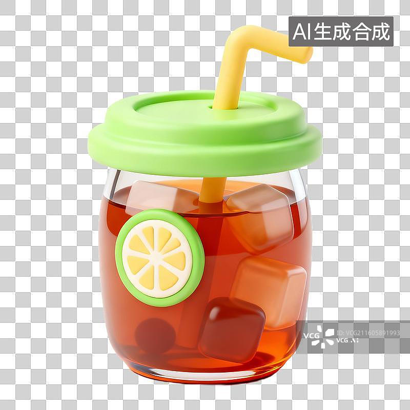 【AI数字艺术】3D拟物风格二十四节气秋天处暑元素酸梅汤图片素材