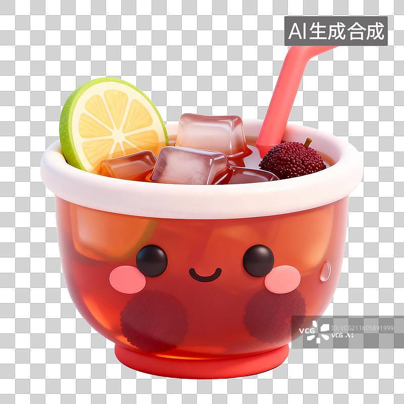 【AI数字艺术】3D拟物风格二十四节气秋天处暑元素酸梅汤图片素材