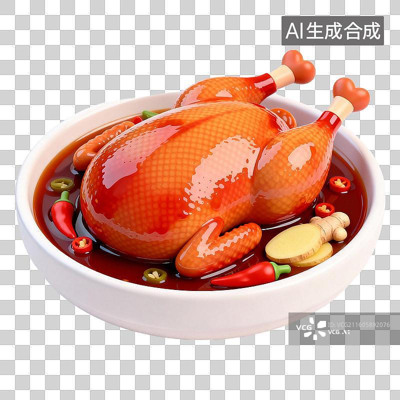 【AI数字艺术】3D拟物风格二十四节气秋天处暑元素炖鸭图片素材