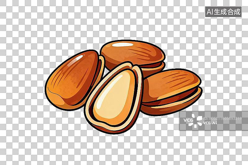 【AI数字艺术】卡通风格，开口松子PNG格式的免扣元素图片素材