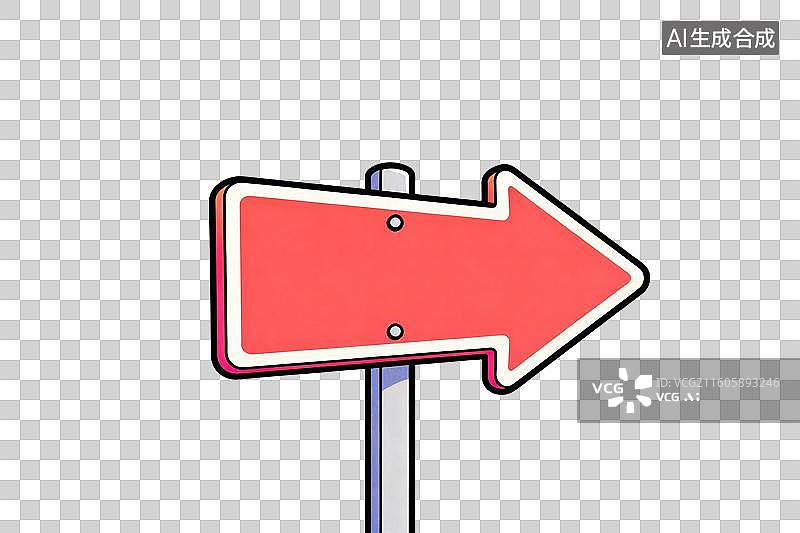 【AI数字艺术】卡通风格，右侧箭头指示牌PNG格式的免扣元素图片素材