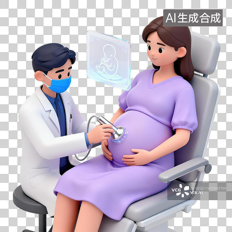 【AI数字艺术】一个孕妇怀孕产检-母婴健康图片素材