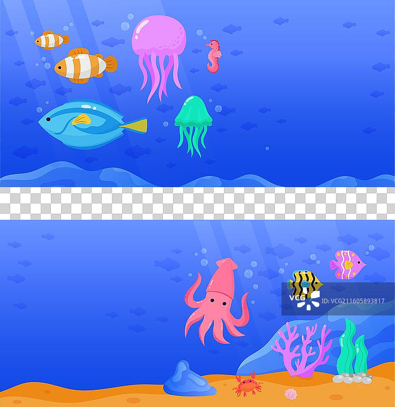 手绘世界海洋日横幅图片素材