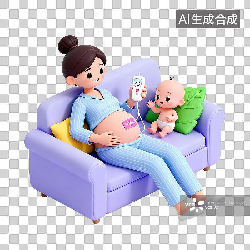 【AI数字艺术】一个孕妇怀孕产检-母婴健康图片素材