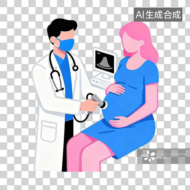 【AI数字艺术】一个孕妇怀孕产检-母婴健康图片素材
