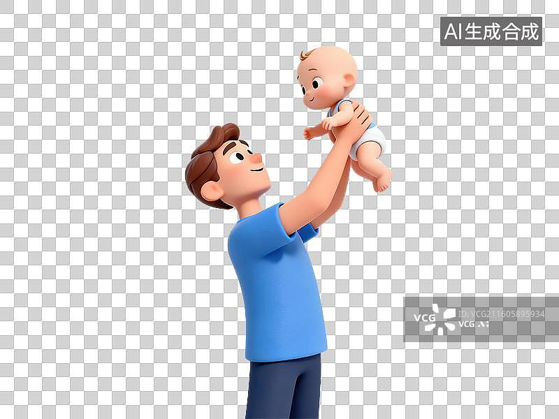 【AI数字艺术】男子高举婴儿的温馨场景图片素材
