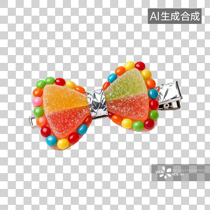 【AI数字艺术】彩色糖果造型蝴蝶结发夹图片素材