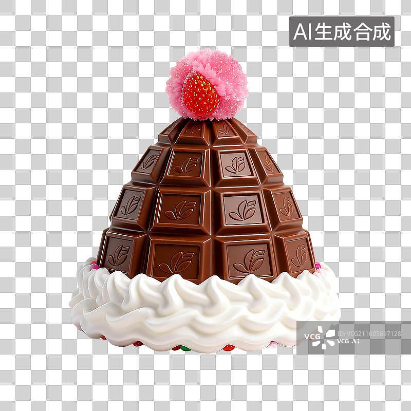 【AI数字艺术】带有奶油和草莓的巧克力甜点图片素材