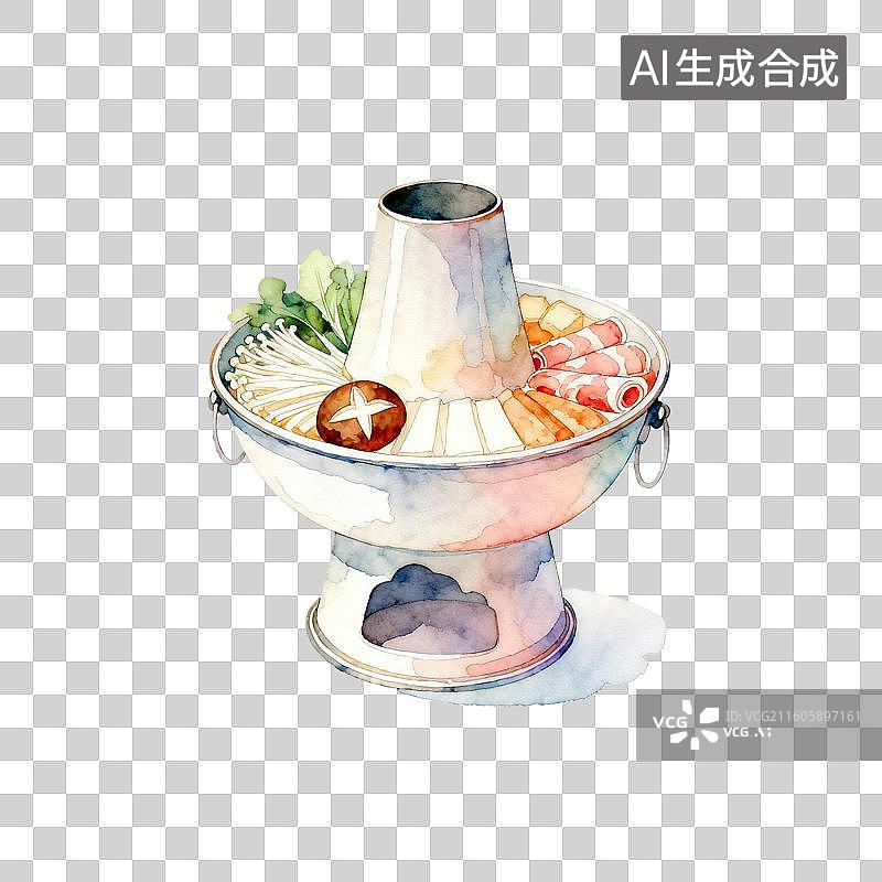 【AI数字艺术】免抠老式火锅手绘插画图片素材