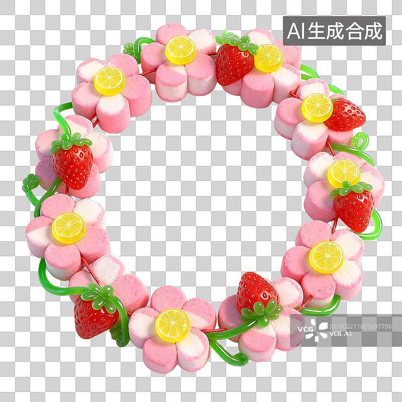 【AI数字艺术】色彩缤纷的棉花糖花环图片素材