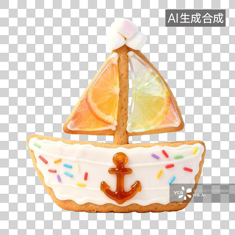 【AI数字艺术】造型可爱的帆船形状饼干图片素材