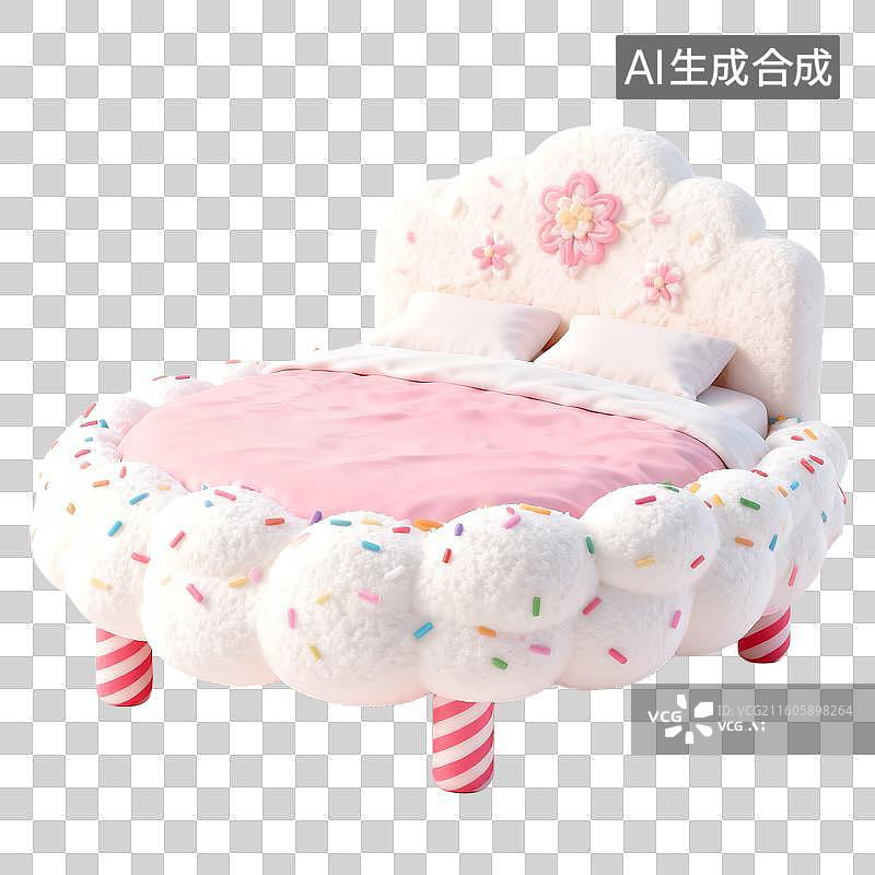 【AI数字艺术】可爱毛绒粉色甜美床具图片素材