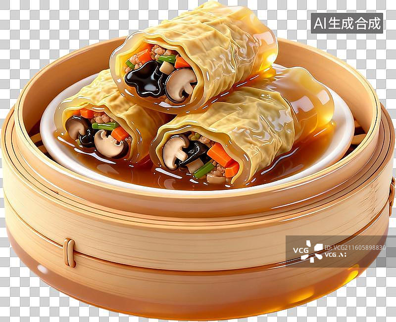 【AI数字艺术】卡通三维图形3D立体插画传统美食粤菜港式广式早茶点心美味小吃插画元素免抠图形图片素材