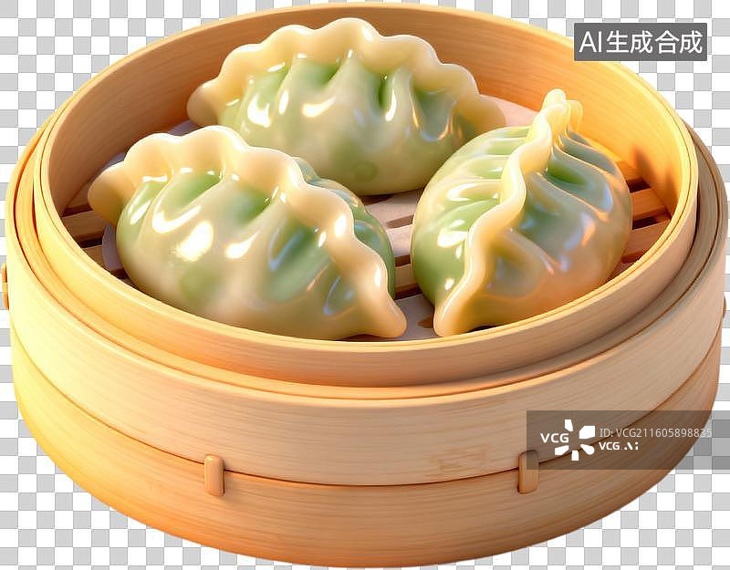 【AI数字艺术】卡通三维图形3D立体插画传统美食粤菜港式广式早茶点心美味小吃插画元素免抠图形图片素材