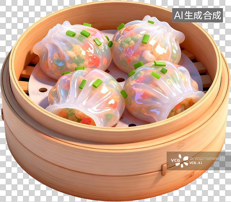 【AI数字艺术】卡通三维图形3D立体插画传统美食粤菜港式广式早茶点心美味小吃插画元素免抠图形图片素材