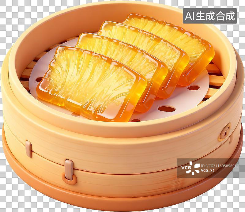 【AI数字艺术】卡通三维图形3D立体插画传统美食粤菜港式广式早茶点心美味小吃插画元素免抠图形图片素材