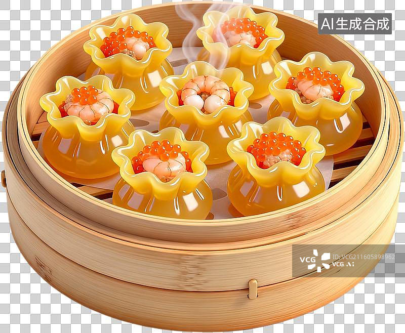 【AI数字艺术】卡通三维图形3D立体插画传统美食粤菜港式广式早茶点心美味小吃插画元素免抠图形图片素材