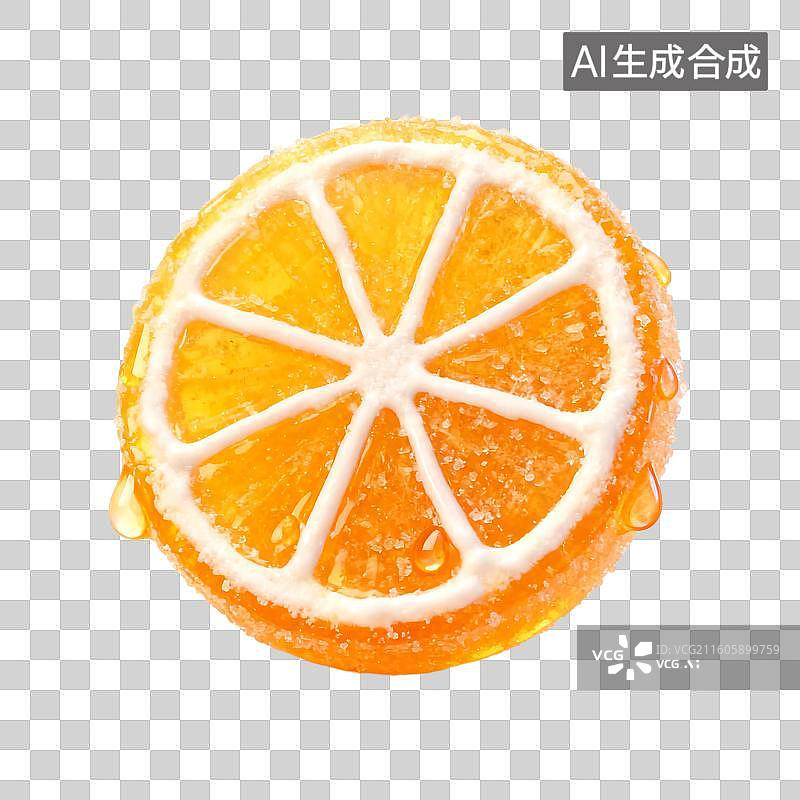 【AI数字艺术】橙色水果味软糖切片图片素材