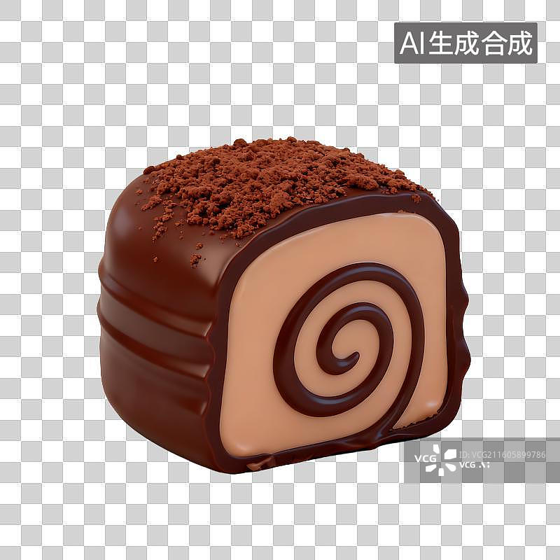 【AI数字艺术】带有螺旋夹心的美味巧克力松露图片素材