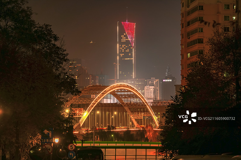 兰州元通大桥与亚欧国际与三台阁同框图片素材