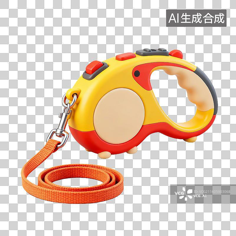 【AI数字艺术】3D拟物风格萌宠经济宠物生活系列元素牵引绳图片素材