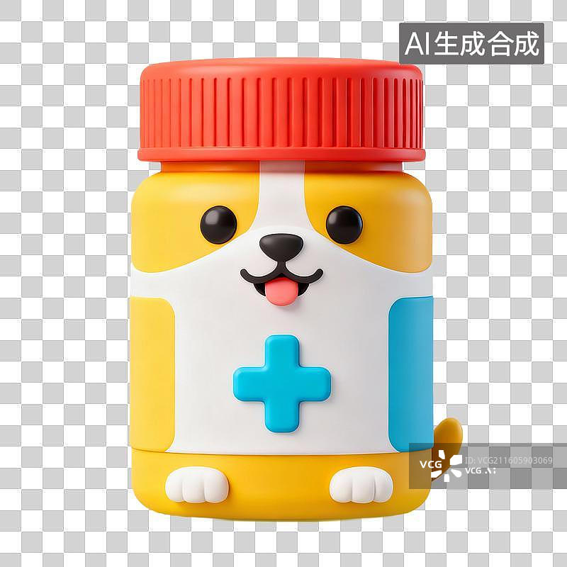 【AI数字艺术】3D拟物风格萌宠经济宠物生活系列元素宠物驱虫药图片素材