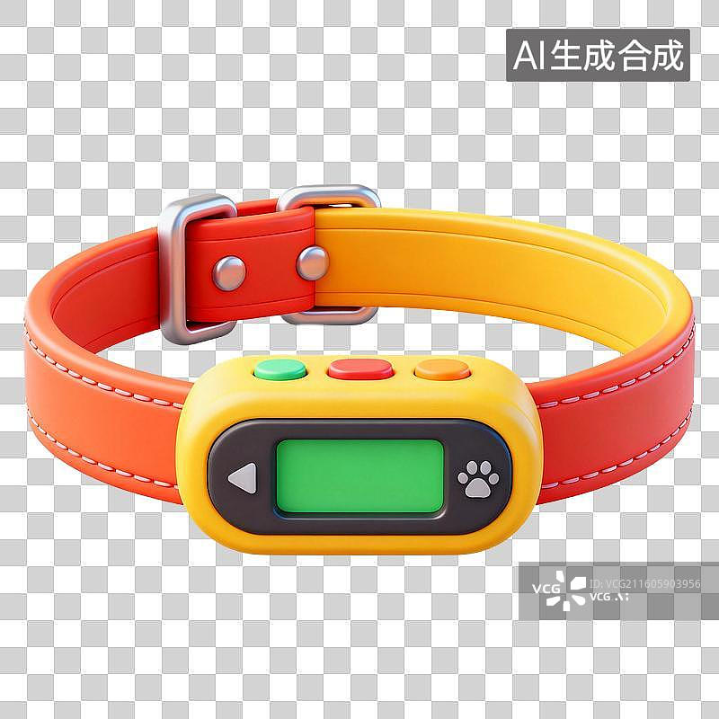 【AI数字艺术】3D拟物风格萌宠经济宠物生活系列元素智能项圈图片素材