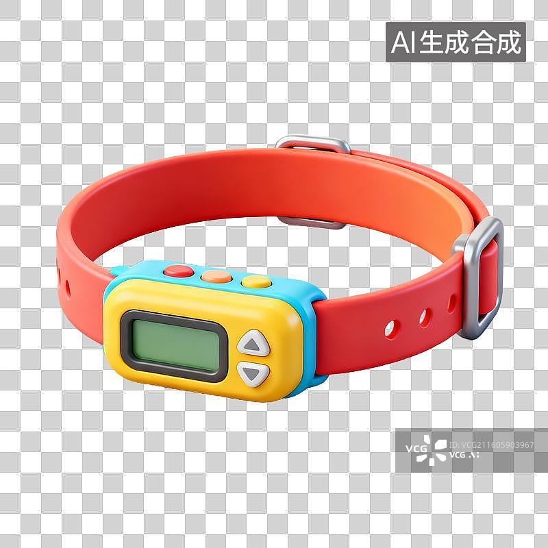 【AI数字艺术】3D拟物风格萌宠经济宠物生活系列元素智能项圈图片素材