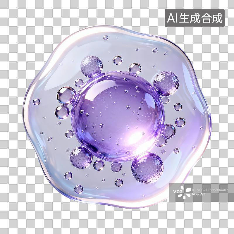 【AI数字艺术】3D渲染，气泡，泡泡，细胞，水滴，化学分子结构，精华液，美妆，精油，免抠元素图片素材