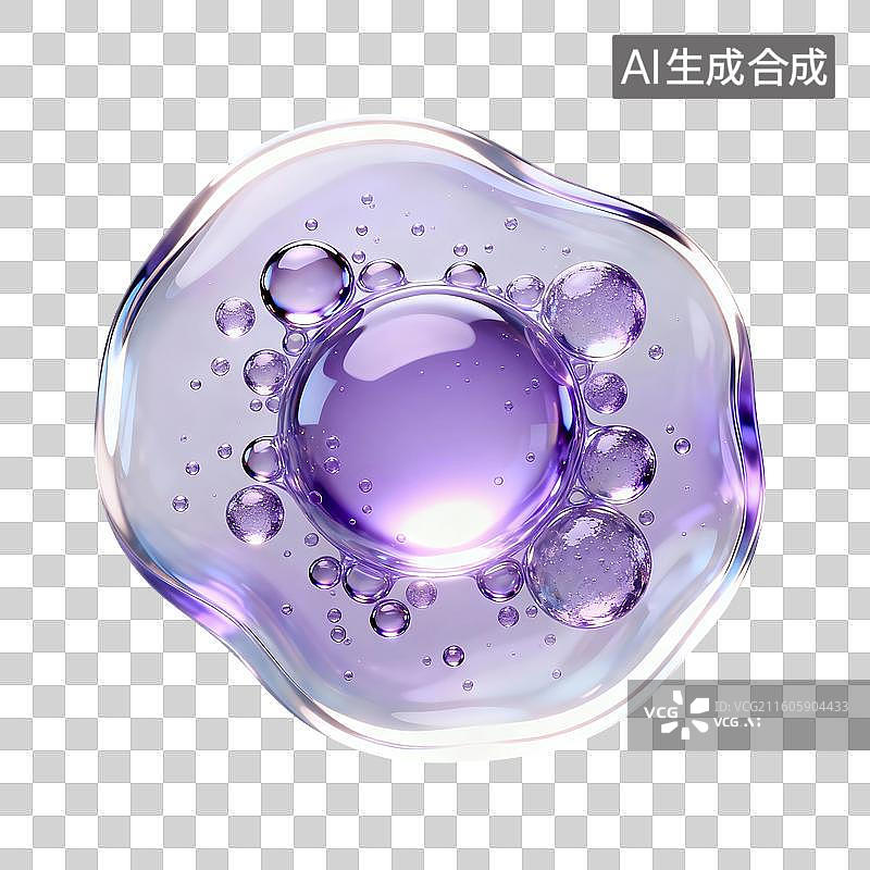 【AI数字艺术】3D渲染，气泡，泡泡，细胞，水滴，化学分子结构，精华液，美妆，精油，免抠元素图片素材