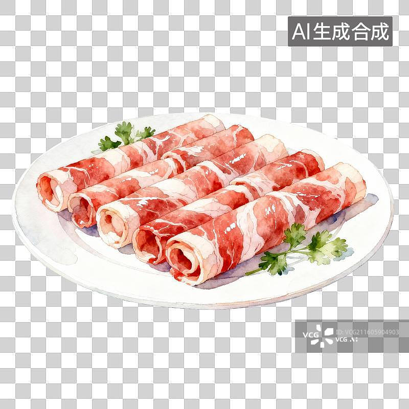 【AI数字艺术】免抠火锅羊肉卷肥牛卷插画图片素材
