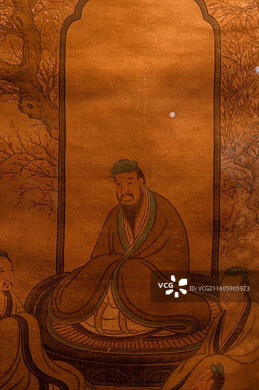明代 吴彬 孔子杏坛讲学图轴 孔子博物馆图片素材