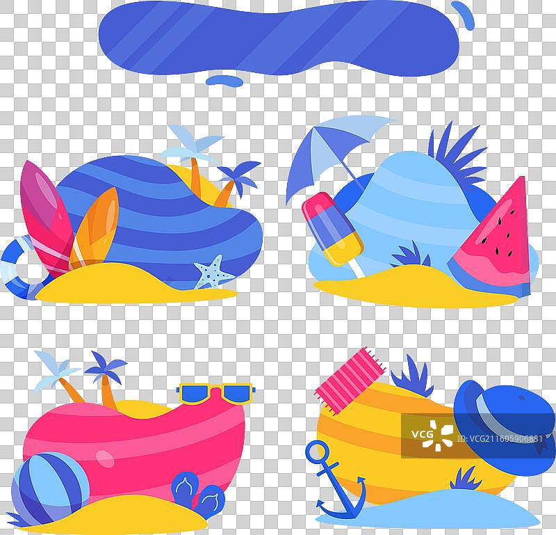 扁平化设计夏季徽章合集图片素材