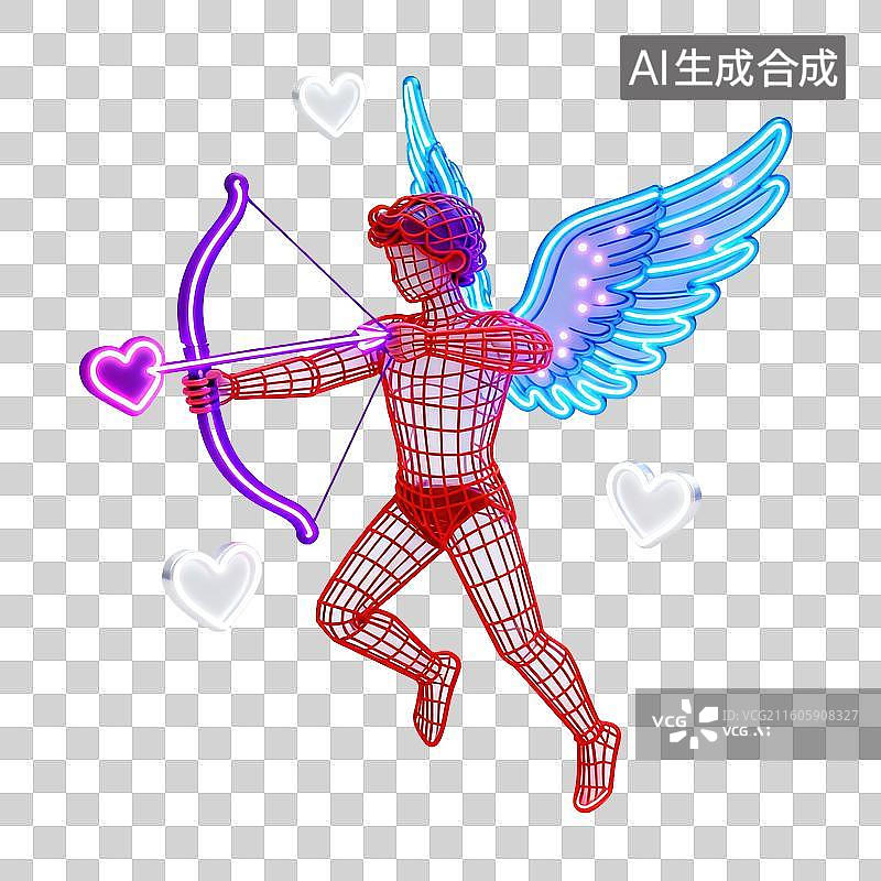 【AI数字艺术】丘比特3D-情人节图片素材