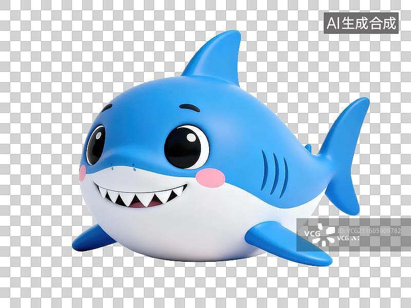【AI数字艺术】蓝色卡通鲨鱼玩具图片素材