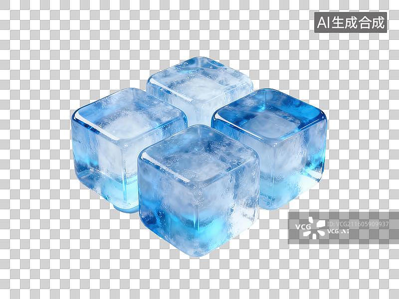 【AI数字艺术】四块蓝色冰块特写图片素材