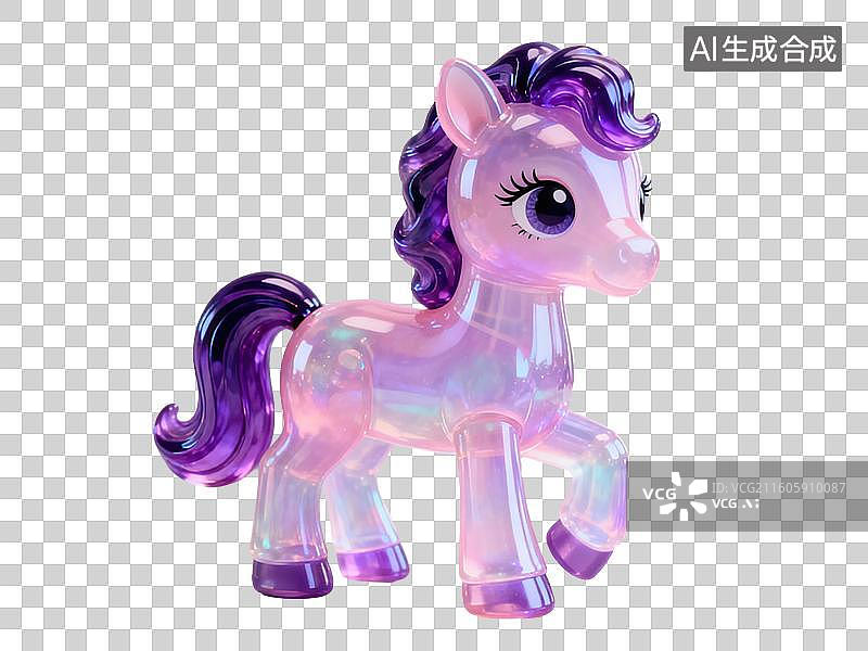 【AI数字艺术】透明紫色小马玩具图片素材