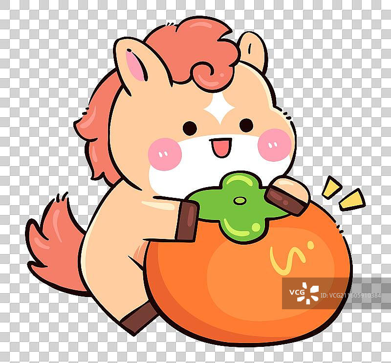 马年手绘卡通形象插画图片素材