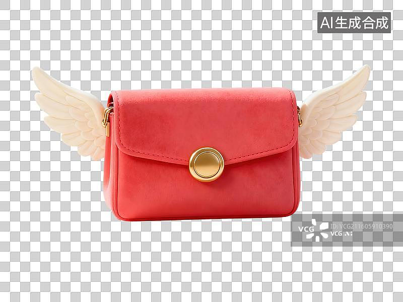 【AI数字艺术】红色翅膀装饰手提包图片素材