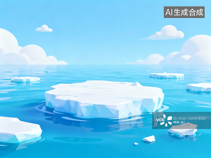 【AI数字艺术】全球变暖大海上的浮冰图片素材